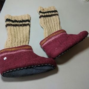 Children's Felted Wool Slippers w/ Sock Tops 7.5”